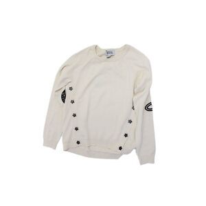 Cotton Autumn Cashmere Girls Buttoned Pullover Knit Sweater Cream Size 12